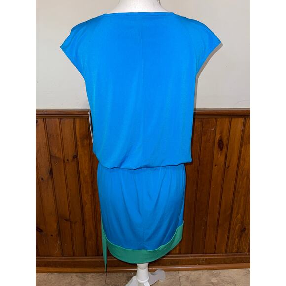 NWT Womens Laundry‎ By Design Blue Green Short Sleeve Scoop Neck Tie Dress S - Picture 5 of 8